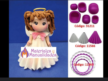 Kit moldes para angel munecas en foami Eva vestido caras circular