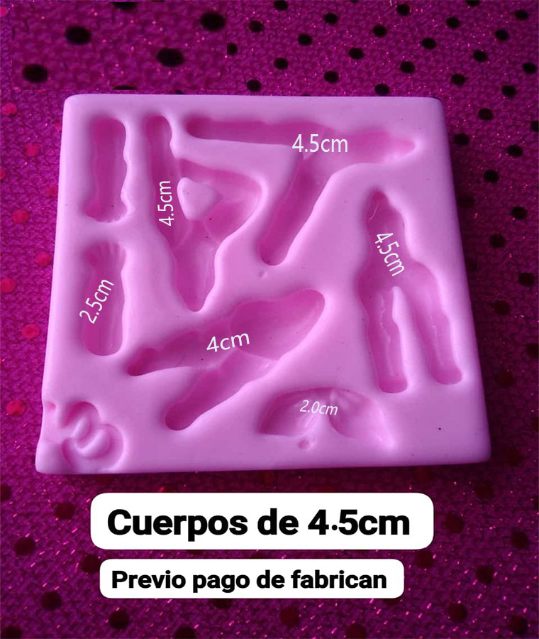 Molde en Silicona figuras cuerpo de muñecos de 4cm y 4.5cm