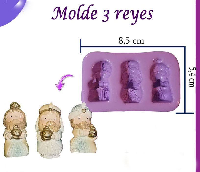 Molde en Silicona Reyes magos Baltazar, Gaspar y Melchor 