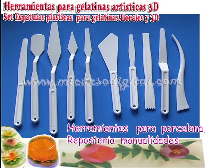 pincel espatulas plasticas para gelatinas artisticas- pintura y manualidades