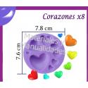 Molde en silicona corazones por 8 figuras para fondant alimetnos 2