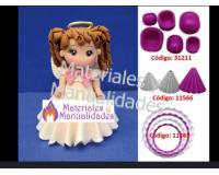 Kit moldes para angel munecas en foami Eva vestido caras circula