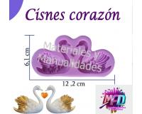 Molde en silicona cisnes y corazón para pastas moldeables fonda