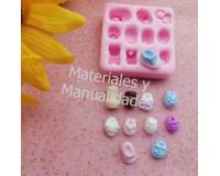 Molde en silicona zapaticos para muñecas princesas y apliques en