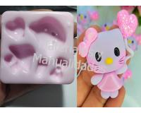 Molde en Silicona gata kitty con globo de 4cm para apliques de m