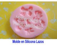 Molde silicona lazos moños x6 para apliques fondant o pasta fría