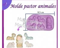 Molde Silicona Pastor y animales 3.5cm y animales de pesebre nav