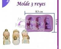 Molde Silicona reyes magos de 4cm decora pesebre navideños en pa