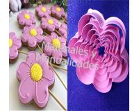 Set Cortadores de galletas forma de flores doble corte 6pz