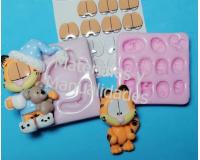 Duo Molde Silicona gato garfield y zapatos para apliques escolar