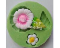 Molde en Silicona flores mini con hojas para aplique pasta o fon