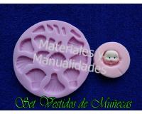 Molde en silicona vestidos de muñeca y cara 2.5cm para porcelani