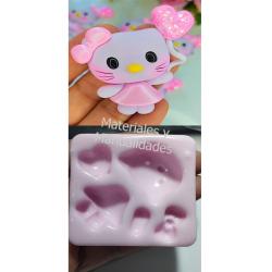 Molde en Silicona gata kitty con globo de 4cm para apliques de m 2