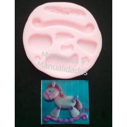 Molde Siliconado caballo balancín para fondant past 2