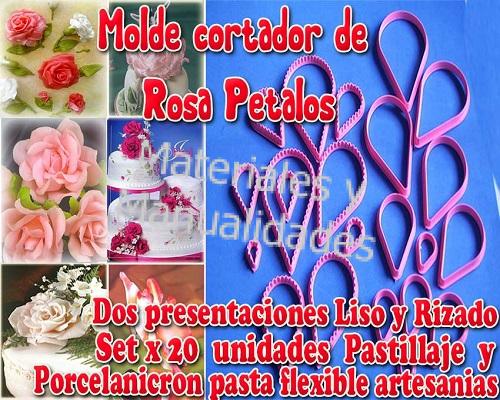 cortadores rosa porcelanicron, manualidades pasta fria, flores para tartas