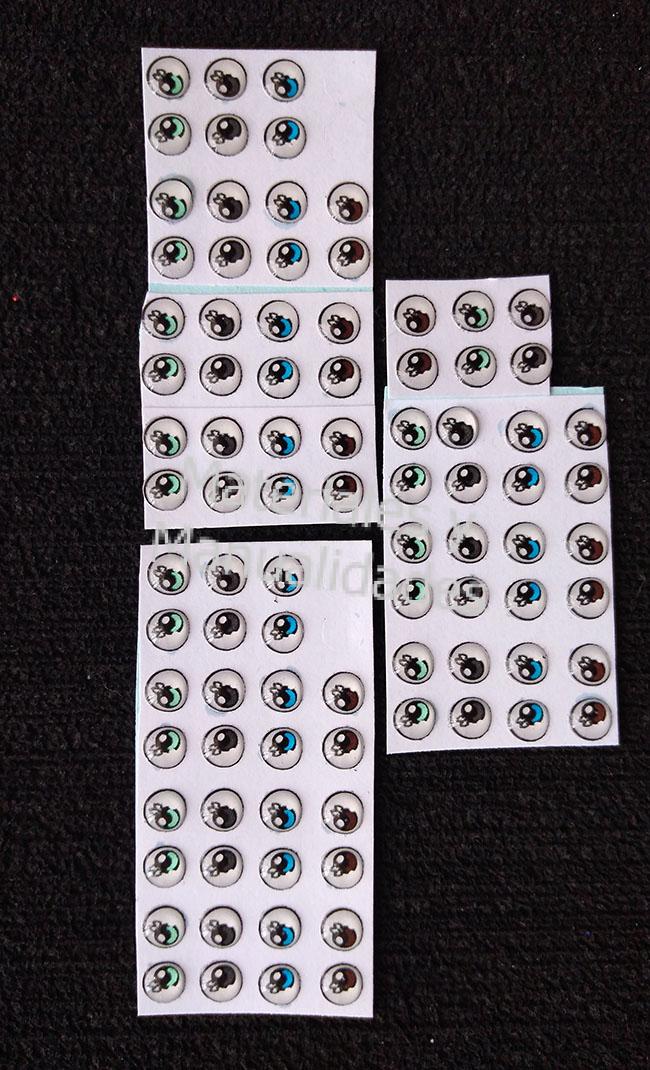 Ojos Adhesivos 7mm iris Destellante sticker despegabl