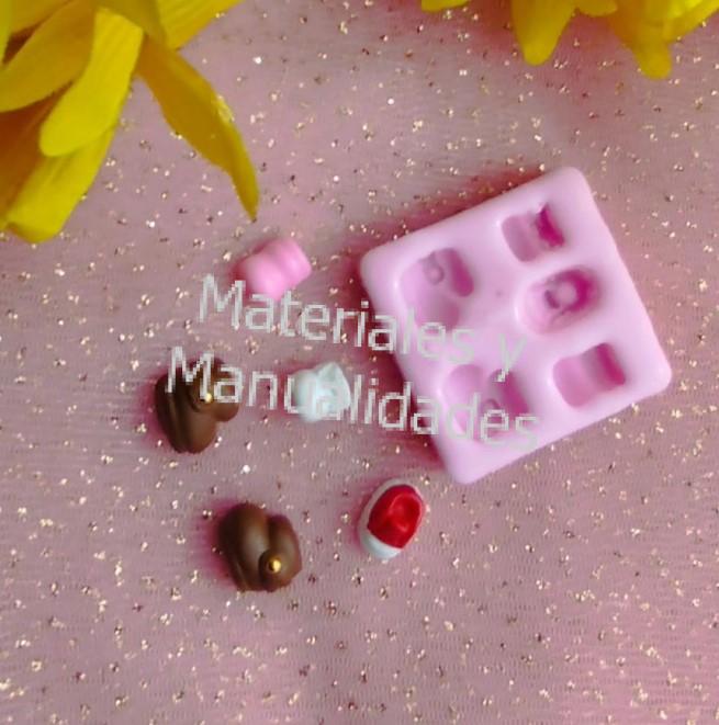 Molde en silicona zapaticos para muñecas princesas y apliques en porcelanicrón foami fondant