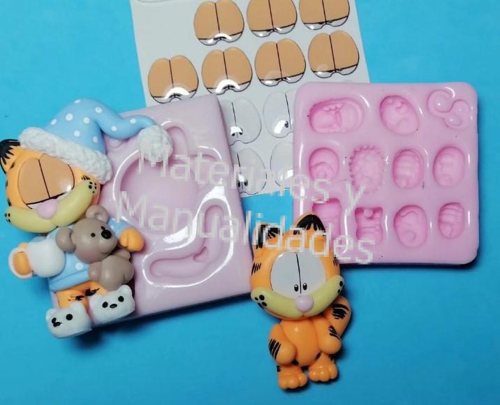 Molde en Silicona Gato Garfield de 5cm mas molde de zapatos 