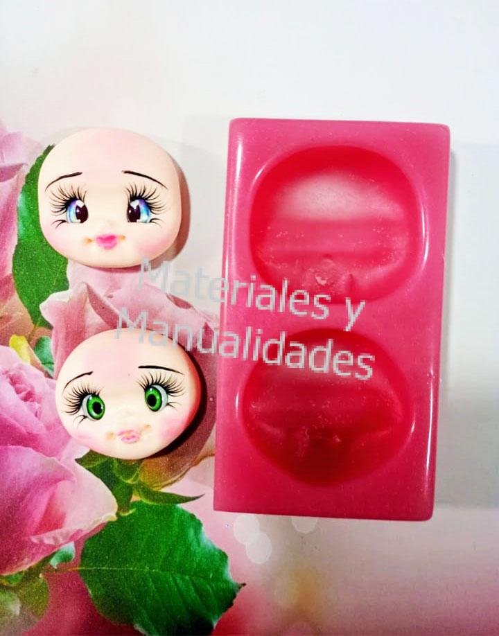 Molde en Silicona platino caras de muñecas para modelar en porcelanicrón