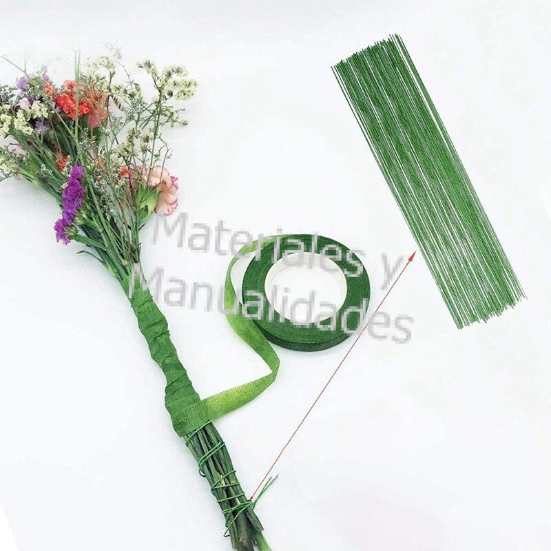 BESPORTBLE 30 tallos de alambre de flores artificiales, tallos de flores  para hacer manualidades, tallos de flores de rosas verdes con hojas para