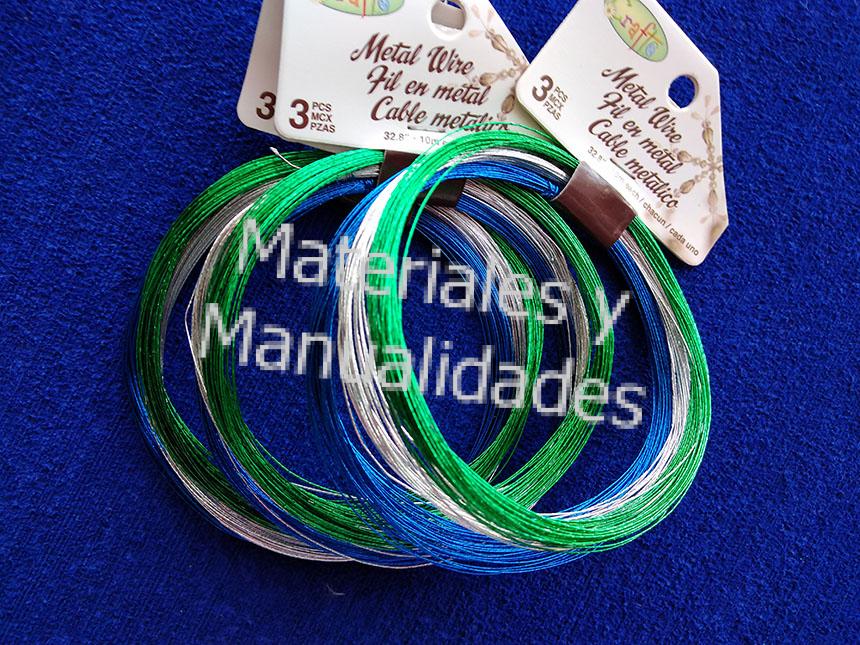 Alambre Moldeable Fino colores Plata azul y verde Para Bisutería Y Joyería Fantasía Fina