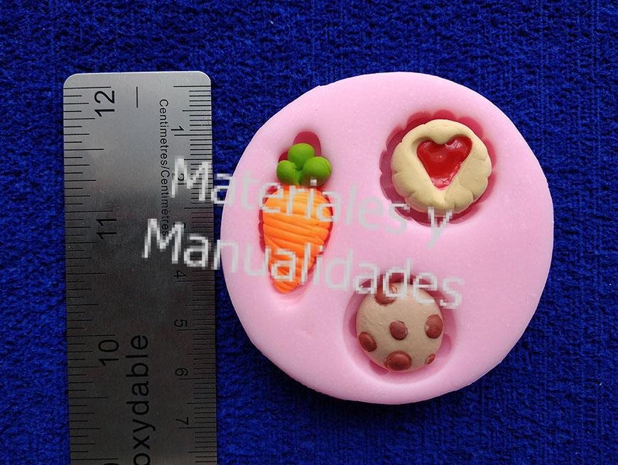 Molde en silicona galletas minichip corazon aplique zanahoria